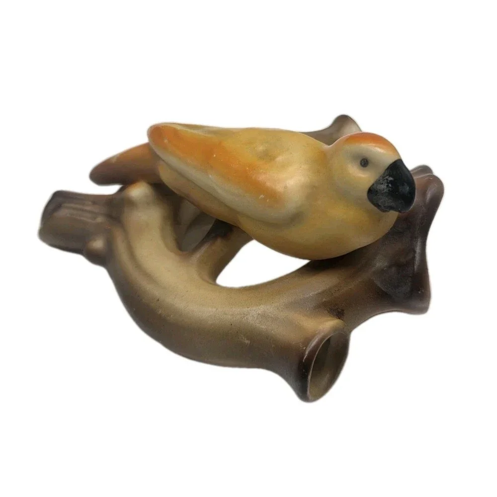 Vtg Czech Pottery Bird Pretzel Branch Vase Wall Pocket Czechoslovakia